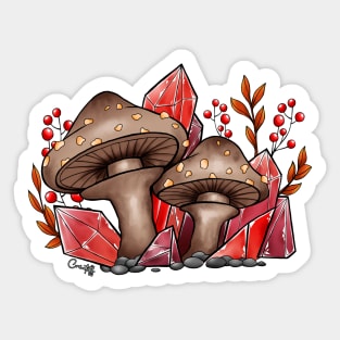 Mushrooms and Crystals Sticker